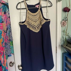Lilly Pulitzer pearl soft shift dress navy 14